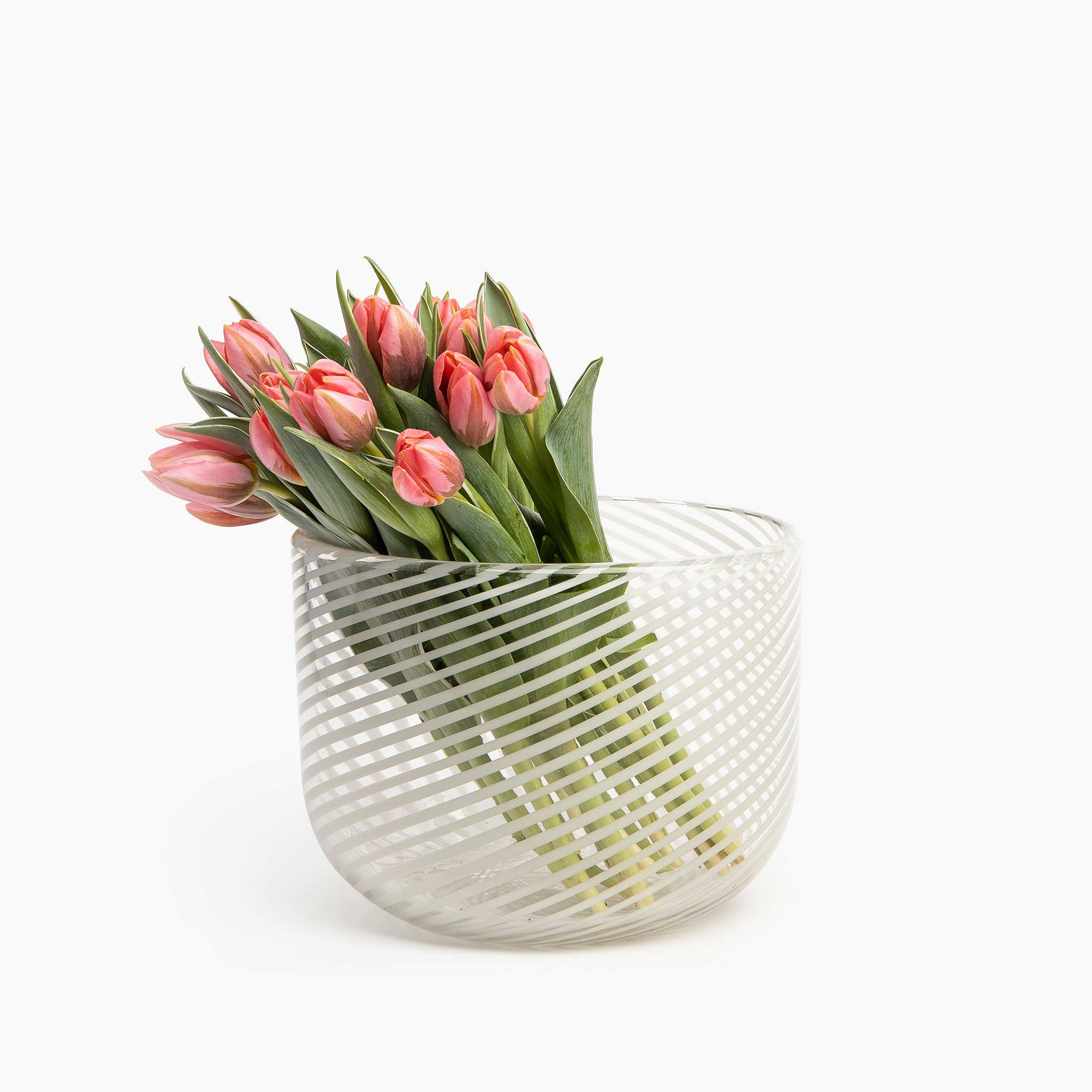 YALI FILIGRANA OVAL VASE WHITE LOW