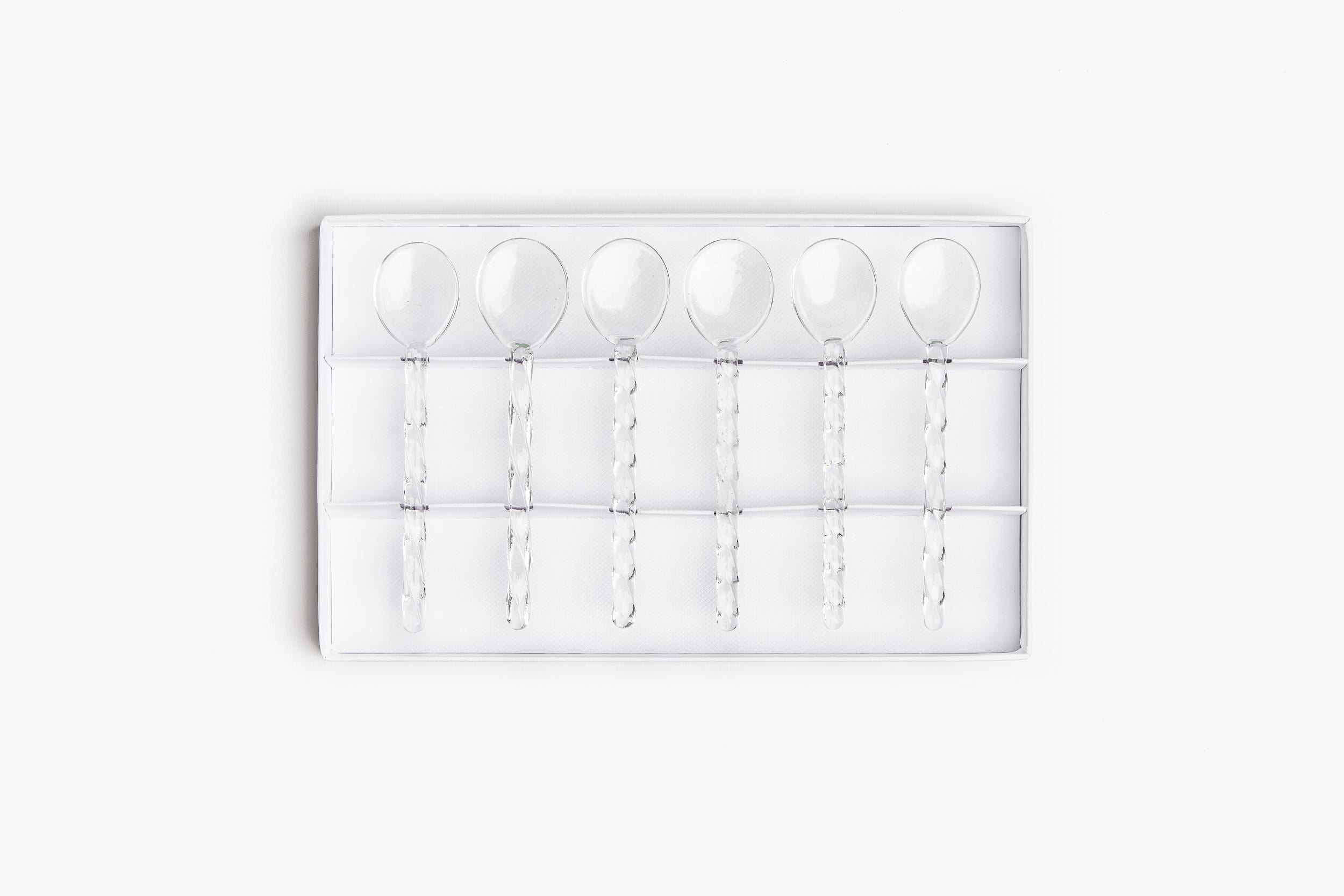 YALI TWIST GELATO SPOONS SET OF SIX CLEAR